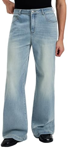FEDTOSING Mens Bootcut Baggy Jeans Stretch Old Money Wide Leg Flared Jeans Lightweight Breathable Stylish Casual Denim Pants