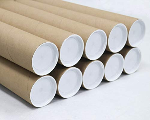 MagicWater Supply 3 x 24 Inch Kraft Mailing Tubes with End Cap - 10 Pack