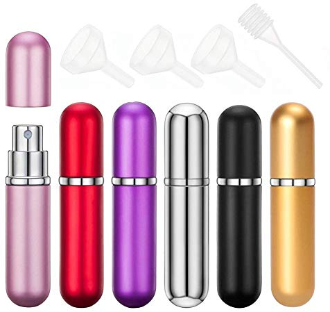 Parfümzerstäuber Nachfüllbar 6pcs Mini Reisen Portable Leer Parfüm Zerstäuber Taschenzerstäuber Sprühflasche Beauty Zerstäuber mit Trichter und Pipette