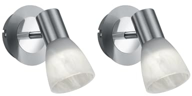 Trio Leuchten Lot de 2 spots LED modernes avec abat-jour en verre et abat-jour en verre Alabaster, orientable et pivotant