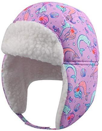 BAVST Winter Trapper Hat for Boys Girls Waterproof Warm Baby Toddler Ushanka Fleece Beanie Hats for 6M-6T (US, Age, 2 Years, 4 Years, Mermaid)
