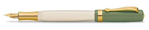 Kaweco STUDENT Füllhalter 60's Swing I Premium Füllfederhalter für Tintenpatronen mit hochwertiger Stahlfeder in Grün & Creme I Nostalgischer Luxus Füller 16 cm I Federbreite: F (Fein)