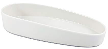 Scarlettwares Schwammhalter, Seifenflaschentablett, Küchenspüle, Organizer, oval, Keramik, weiß, Olivenöl-Tablett