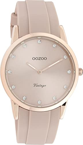 Oozoo Vintage Damen Armbanduhr mit Silikonband 38 MM Rose/Pinkgrau/Pinkgrau C20175