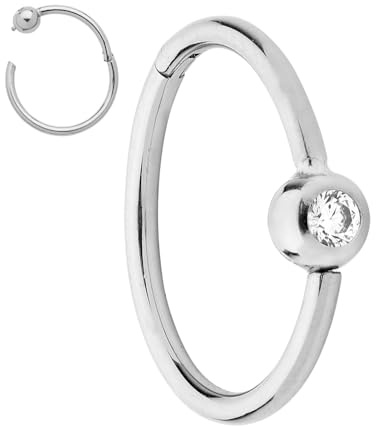 365 Sleepers (6mm) Titanio Unisex Gema Segmento con bisagras BCR Anillo de cierre de bola Hélice Tragus Septum Nariz Labio Aro Pendiente Joyería piercing del cuerpo