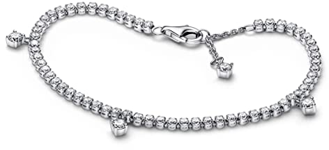 PANDORA Funkelnde Tropfen Tennisarmband in Sterling-Silber mit Künstlichen Kristallen, Gr.16, 592401C01-16
