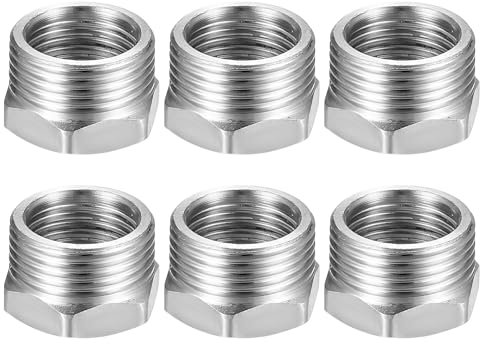 Reductor de 3/4 a 1/2 pulgadas, 6 unidades de reducción de rosca exterior de 3/4 pulgadas a rosca interior de 1/2 pulgadas, rosca de acero inoxidable AG/IG para industria, comercio, hogar