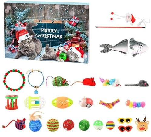 Calendrier De L'avent De Noël 2024, Calendrier De L'avent Pour Chat De 24 Jours Avec Jouets Pour Chats Assortis, Calendrier De Compte à Rebours De Noël Interactif, Jouet Pour Les Amoureux Des Chats, C