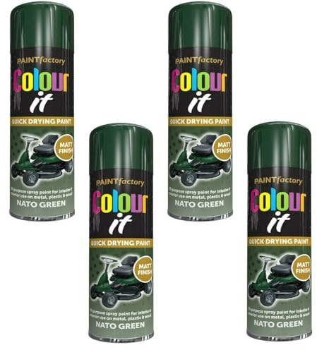 SDMAX NATO Green Aerosol Spray Paint, Quick Drying, Matte And Durable Finish, Bright Colour, Smooth Coating, Easy To Use, Portable, Interior And Exterior Use, 400ml (4PCS)