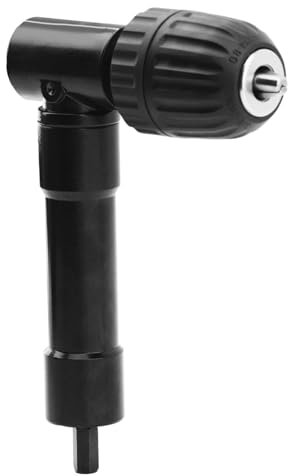 QOTSTEOS 90 Degree Professional Cordless Drill Attachment Adapter Aluminium Right Angle Bend Extension 3/8 Chuck Key Adaptor Adapter for Tight Corner Workspace