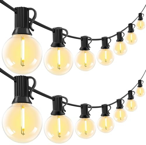 LED Lichterkette Außen 60M / 200FT Lichterkette Außen Wetterfest mit 78 Warmweiße G40 Glühbirnen, Wasserdicht Outdoor Lichterketten für Garten Terrasse Balkon Hochzeiten Partys