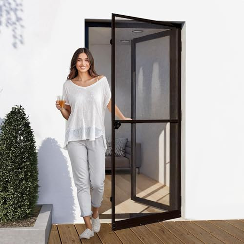 Jalousiescout ProtectLine Fliegengittertür zum Schutz vor Mücken, strapazierfähiges Fiberglas mit Aluminiumrahmen, einfache Installation, anpassbar an die Tür, 100 x 210 cm, Anthrazit