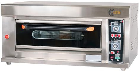 Cleiton® Horno de Pizza Industrial Simple a Gas Butano 4x32 cm con Suelo Cerámico Refractario y Termostato de Calidad | Temperatura max 400°C - 10000W | Horno Profesional para Bares y Restaurantes