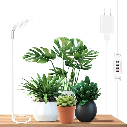 Willpower 1pc Lampe Plante, 48 LEDs Horticole Lampe de Croissance à Spectre Complet, avec Minuterie 3/9/12h, Hauteur Réglable, 3 Modes, pour Hydroponie, Serre Culture, Potager, Semis, Intérieur