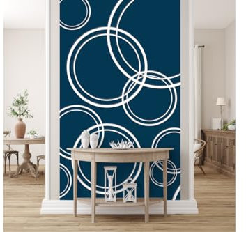 Glücksvilla - Papier peint design autocollant (120 x 300 cm l x H) – Div. dimensions – Papier peint non tissé – Décoration murale moderne – Motif 08 bulles – Couleur 22 Blueberry – Motifs géométriques