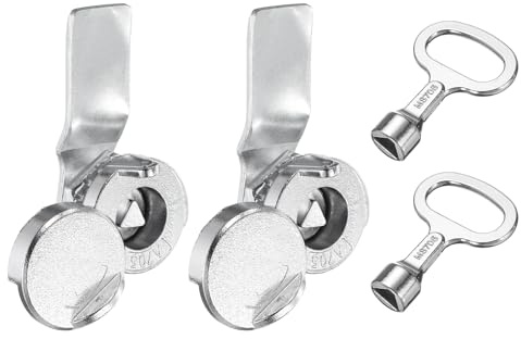 sourcing map Cerradura tubular de leva, cilindro de 5/7 pulgadas de longitud, cerradura triangular de aleación de zinc con cubierta impermeable para buzón eléctrico con llaves (plateado, paquete de 2)
