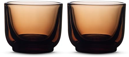 Fellow Pirch Espresso Shot Glass 3.5 oz Set of 2, Amber Artisanal Espresso Cups, Handcrafted Soda Lime Glass – Heat Retaining, Dishwasher & Microwave Safe for Latte Art & Coffee