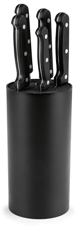 GOURMETmaxx knivblock 6 delar | Kökskniv i rostfritt stål inklusive matlagning, bröd, Santoku, trancher- och skalkniv | ergonomiska handtag, flexibel borstinsats | halkfri, stabil, lätt att rengöra