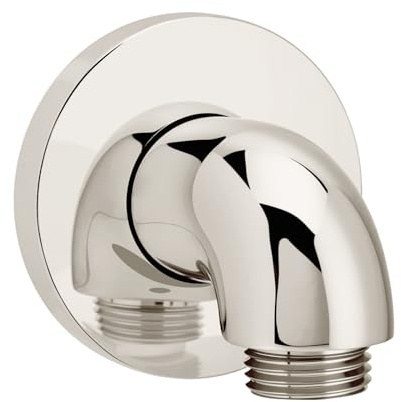 K-22172-SN Wall-Mount Shower Supply Elbow with Check Valve - 1/2 NPT Connection, Brass Construction, Polished Nickel Finish for Handheld Shower Head Hose, Backflow Prevention Bathroom Fitting