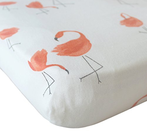 Baby Changing Pad Cover Set Muslin, Portable Contoured Diaper Change Pad Sheet for Boys and Girls by Vlokup, Flamingo