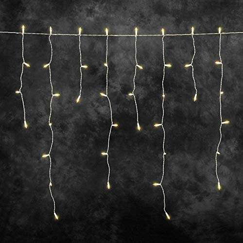 LED isregn ljusgardin, vit kabel