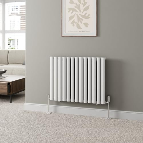 DuraTherm® 600 x 780mm White Horizontal Designer Radiator Single Column Oval Tube Modern Central Heating Panel Bathroom Radiators