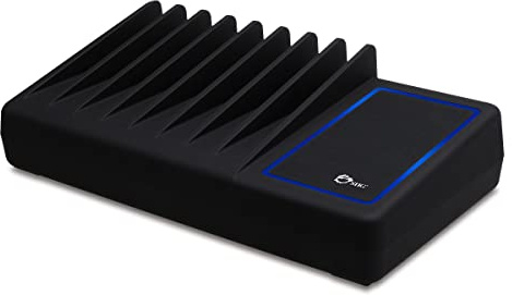 SIIG 10 Port 90W USB Charging station with Qi wireless and USB C Charging, Ambient Light Deck compatible with iPhone iPad Samsung Galaxy Google Nexus