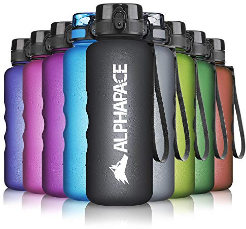 ALPHAPACE Trinkflasche, auslaufsichere 1.500 ml Wasserflasche, BPA-freie Flasche für Sport, Fahrrad & Outdooraktivitäten, in Schwarz