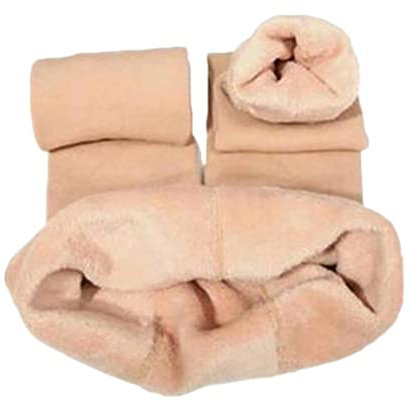 Minetom Damen Mädchen Leggings Winter Weiche Slim Hose Dicke Samt Gefüttert Thermische Warme Fleece Futter Stretch Leggings Beige S