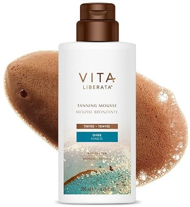 VITA LIBERATA Tinted Self Tanner Mousse - Dark 6.76 fl oz, Lightweight & Fast Drying Formula, Tinted For Easy Application, Lasting Tan, Formulated with Organic Aloe Vera & Hyaluronic Acid