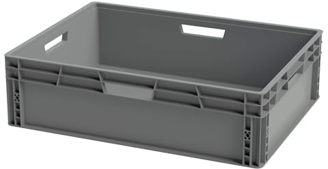 Solent Plastics Recycled Plastic ECO Euro Plastic Stacking Industrial Storage Containers Boxes Crates! (92 Litre - 80 x 60 x 23cm)