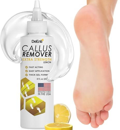 DeEnti Callus Remover for Feet, Extra Strength Foot Callus Remover Gel, 8oz Salon Grade Home Pedicure Supplies for Dry Skin, Cracked Heel, Professional Strength Foot Care, Lemon