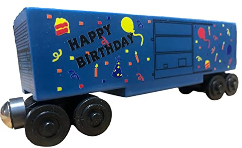 Whittle Shortline Railroad Blue Birthday Train Hi-Cube Boxcar with Room for Personalization - Compatible - Modeled After Real Trains - Handcrafted in USA Since 1996 - Magnetic