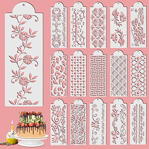 Tortenschablone, 16 Stück Torten Schablonenaus, Torten Schablonen, Schablone Torte, Cake Stencil, Kuchen Dekoration Schablonen, Kuchen Backvorlagen Kuchenvorlagen für DIY Buttercreme Fondant