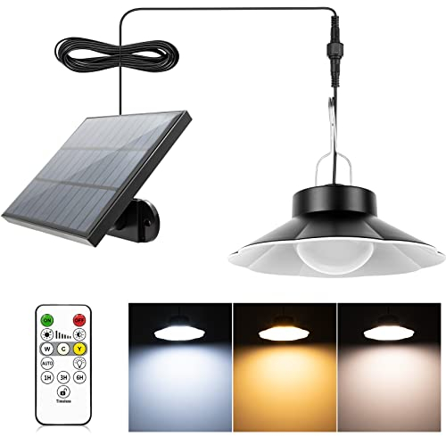 AGOTD Solar Hängelampe, Solarlampen für Außen Hängend mit Fernbedienung, 920LM 3 Farbtemperatur Solar Lampe Outdoor IP65 Wasserdichte Solar Hängelampen für Garten Terrasse Balkon Pavillon