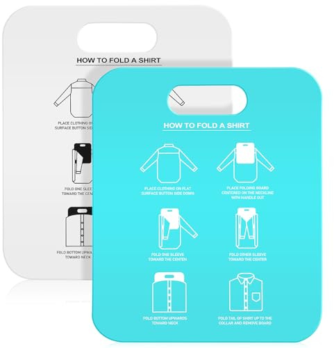 2Pcs Shirt Folder Boards, Plastic Clothes Folding Boards T Shirt Organizer Clothes Sweaters Folding Tools for Home, Travel, Retail Stores (Adults Size)