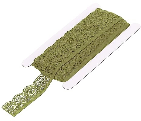 QUARKZMAN Encaje Adorno Vintage Crochet 0.98 x 10 Yardas Césped Verde Encaje Cinta para Bricolaje Recorte Álbum Ropa Tela Boda Decoración Regalo Papel
