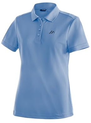 Maier Sports Ulrike, Damen Poloshirt, Leichtes Piqué-Funktionspoloshirt für Wandern und Freizeit, dryprotec Technologie, Atmungsaktiv, NFC-Chip für einfaches Recycling, Hellblau, 40