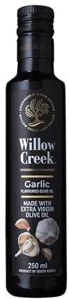 Willow Creek | Garlic Olive Oil | 250ml | Globally Award Winning | Extra Virgin | Cold Pressed | Cooking | Dipping | Flavoured | Pairs with Pasta, Pizza, Chicken, Veg | Garlic Extra Virgin Olive Oil