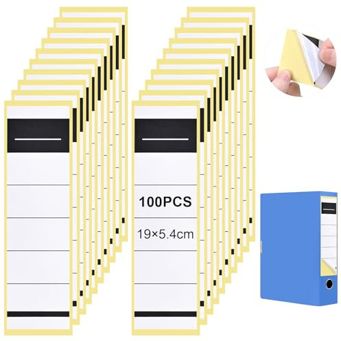 Szaboviktoria 100 Stück Ordnerrücken Selbstklebend,19 × 5.4 cm Ordner Etiketten Selbstklebend für 8 cm Breit Ordner,Für Bibliothek, Büro, Archivierung