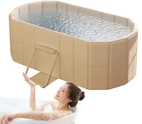 Baignoire pliable - Baignoire portable et pliable - Gain de place - Couverture de bain thermique isolée - Baignoire spa légère - Profondeur autoportante pour une utilisation à la maison et