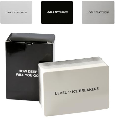 Hopzab How Deep Will You Go Card Game – Fun Conversation Starter with 99 Questions, Multiplayer Party Game for Adults, Family & Friends, Perfect for Social Gatherings, Road Trips & Vacations