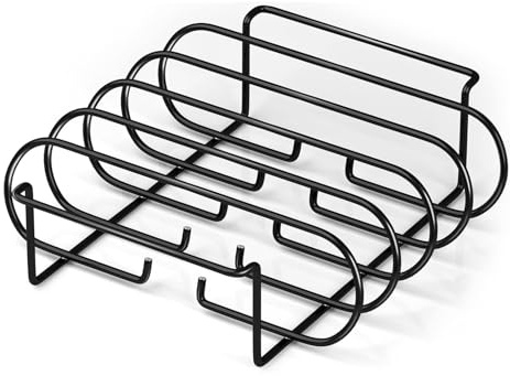 Gabbia Per Costine | 4 Fessure Grande Verticale Griglia In Acciaio Inossidabile - Supporto Per Grigliare E Arrostire La Carne Di Costine - Per Casa, Picnic, Barbecue, All Aperto, Campeggio, Giardino,