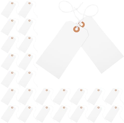BELLIFFY 100 Pezzi Cartellini dei Prezzi per Gioielli in Cartone Resistente, Etichette di Inventario Scrivibili Foro Rinforzato, Etichette per Abbigliamento e Bomboniere da Appendere