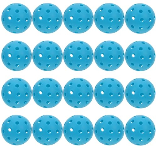VINTORKY 20 Pickleball-Übungsbälle mit 40 Löchern – 74 mm Hohlkammer-Pickleball-Sportbälle mit Luftzirkulation für das Indoor-Training, leise Schlagbälle, blau