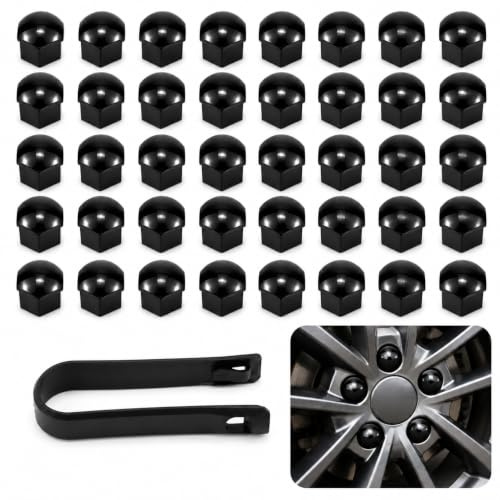 TFZZZDP 40 PCS Capuchon D'écrou de Roue 19mm Hexagonaux Cache Vis Noir, Cache Écrou Voiture pour Protection Boulon et Moyeu, Capuchons Universels Anti Corrosion avec Installation Facile Durable