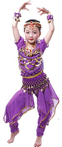 Astage Fille Carnaval Belly Dance Costume Haloween Oriental Cosplay Vêtements Violet M