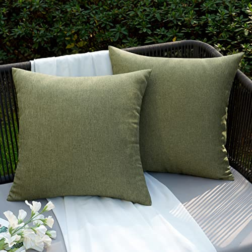 EMEMA Federe Cuscini Impermeabili per Divano in Lino Camera da Letto Copricuscini all'Aperto Esterno per Soggiorno Balcone Decorativi Federa Elegante e Moderna 2 Pezzi 50x50cm Verde Scuro