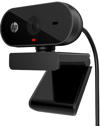 HP 320 FHD Webcam, Plug and Display, Ambient Light auto-Adjust Full HD 1080P, 66º Wide-Angle Webcam, 360º Swivel and Tripod Support, Chromebook Certified (53X26AA)