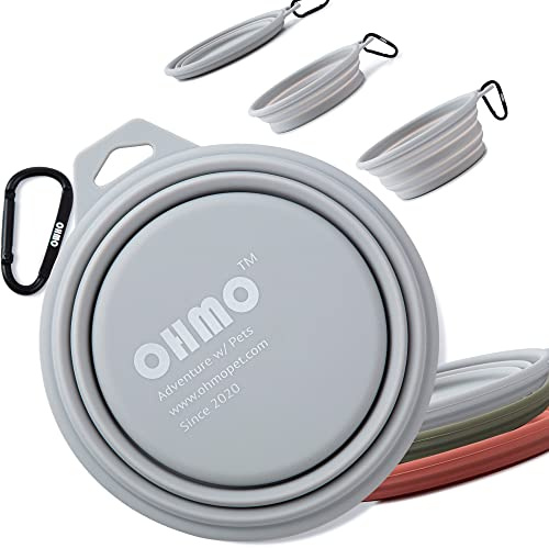 OHMO 1 Pièce Gamelle Chien Pliable Portable, Gamelle de Voyage pour Chien et Chat, Cendré